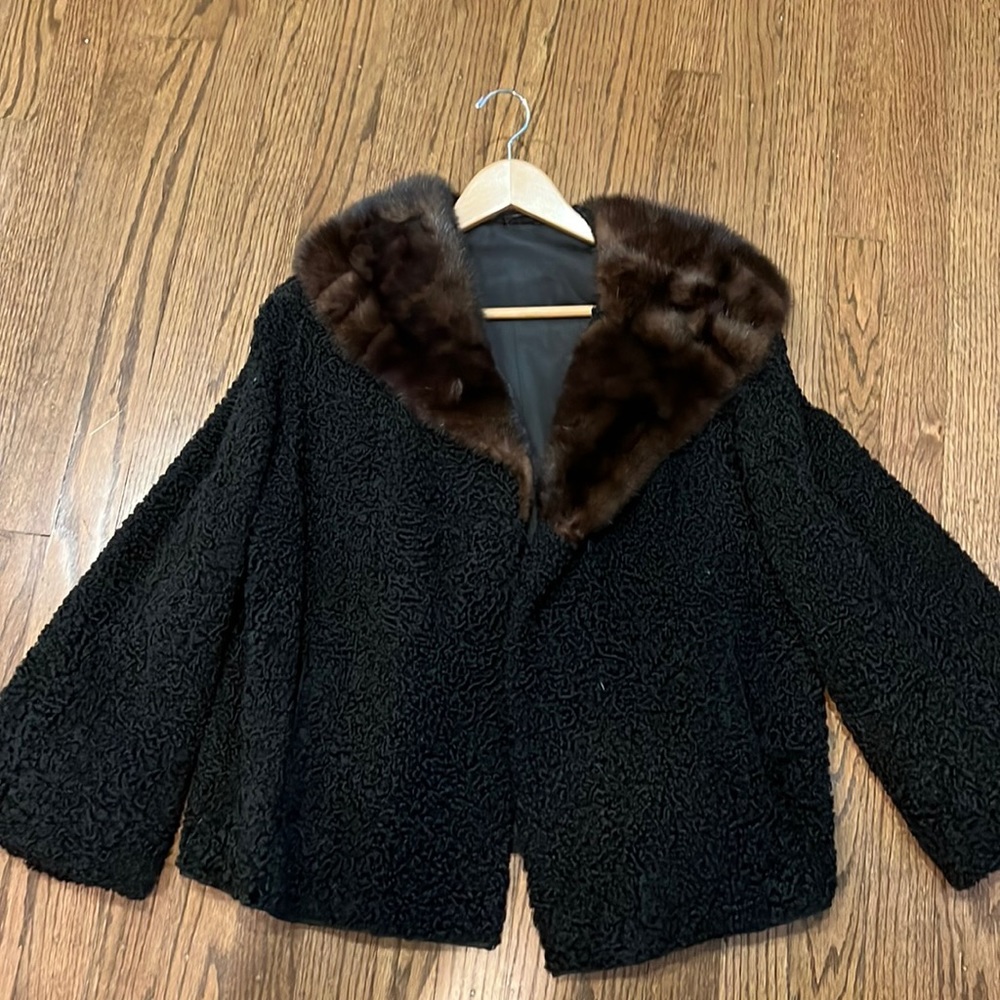 Vintage Ladies Mink and Curly Persian Lamb Coat